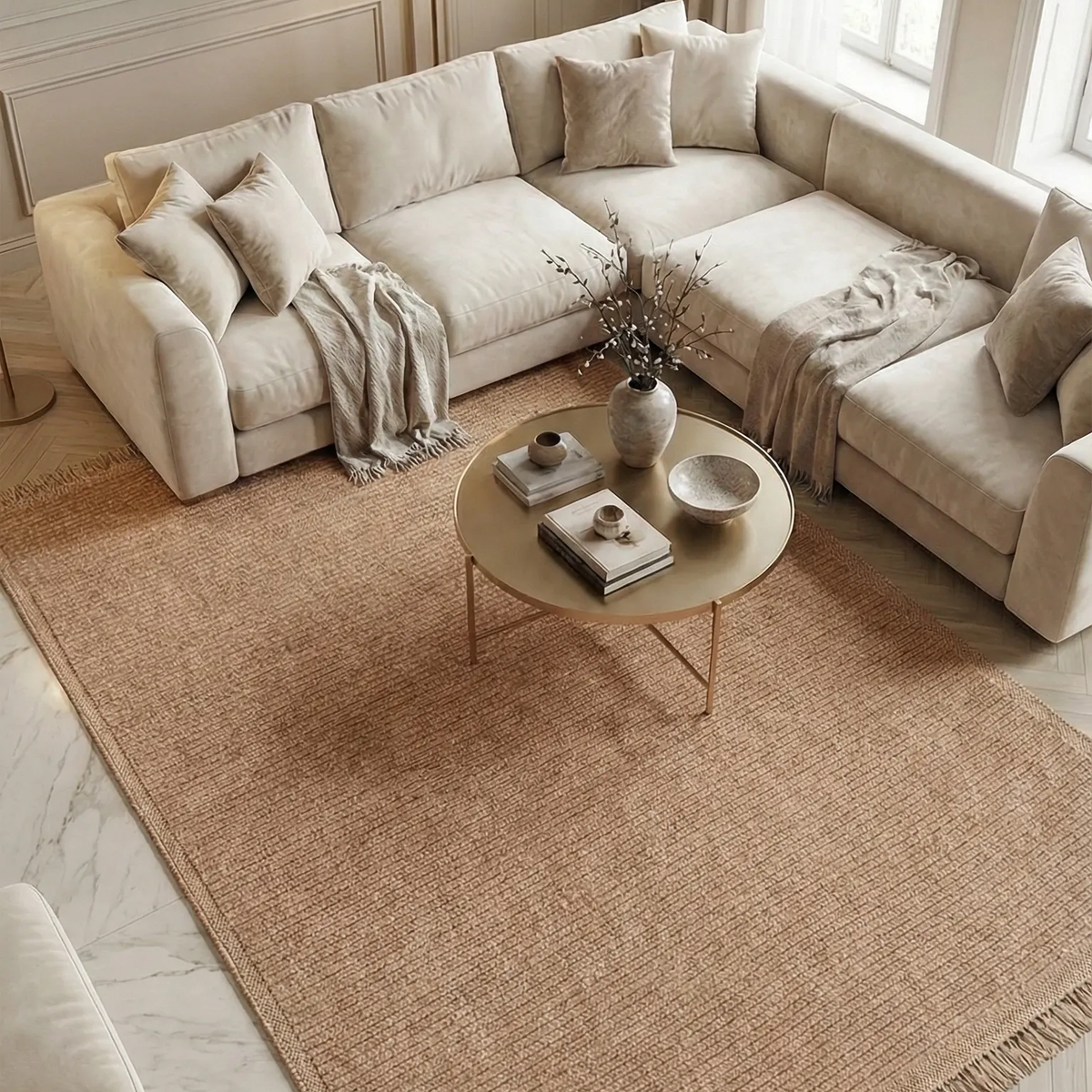 SHARED | Woodruff Terracotta Tan Solid Boho Machine Woven Living Room photo 1