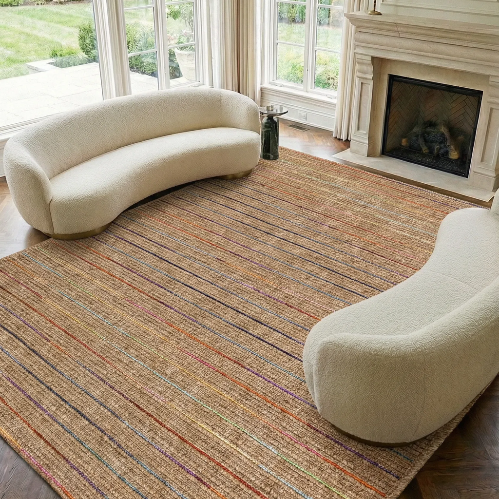 SHARED | Jacinth Boho Striped Multicolour Beige Machine Woven Living  photo 1