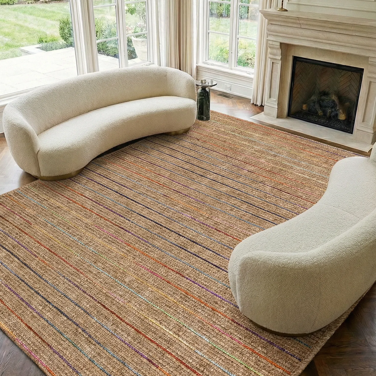 SHARED | Jacinth Boho Striped Multicolour Beige Machine Woven Living  photo 1