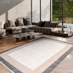 SHARED | Demre Cream Grey Abstract Modern Machine Woven Living Room B photo 1