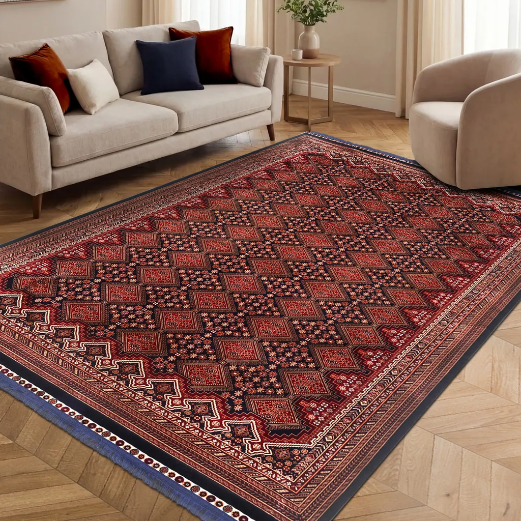 SHARED | Siderite Persian Style Traditional Red Navy Cream Machine Wo photo 1