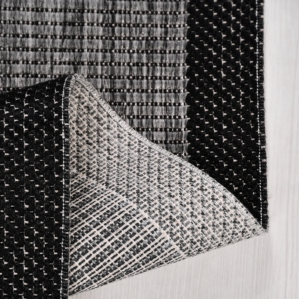 SHARED | Sedge Black Grey Striped Modern Machine Woven Living Room Be photo 1