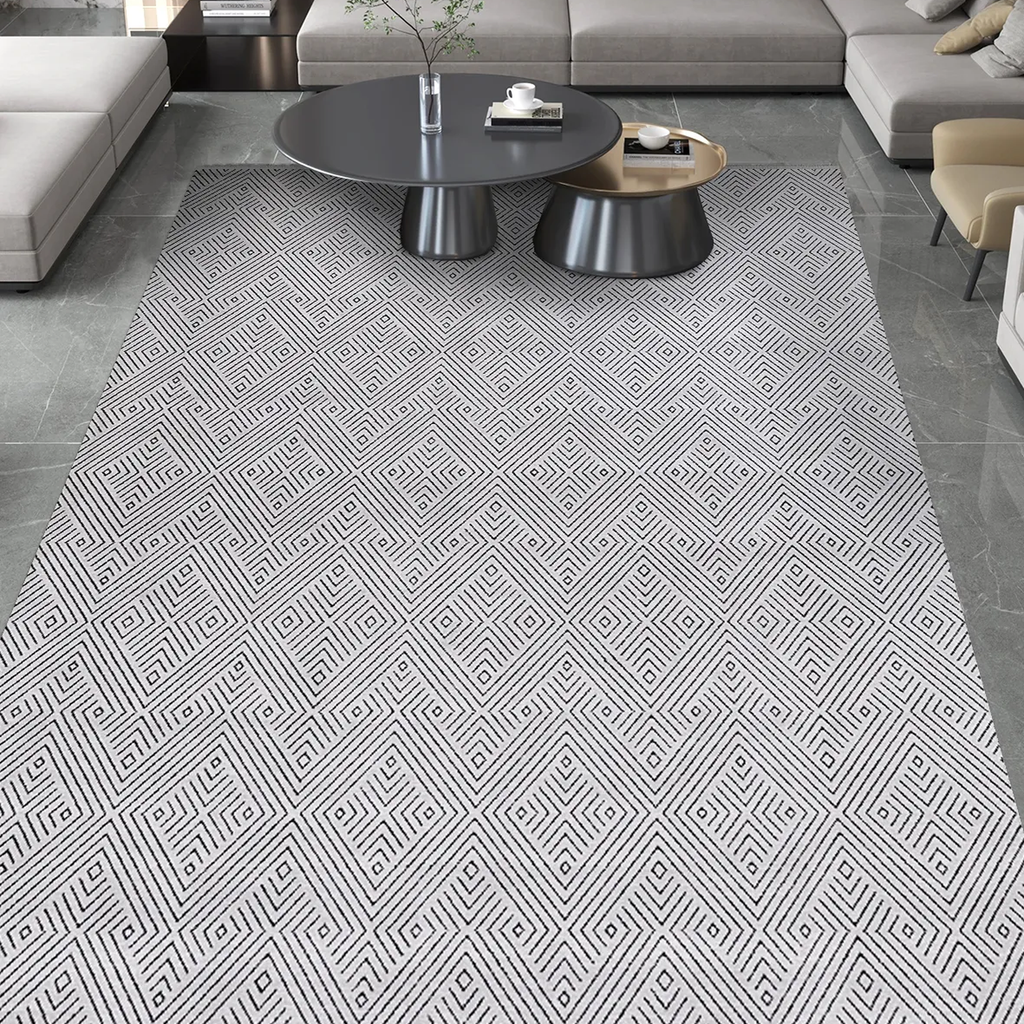 SHARED | Glen Modern Geometric Diamond Machine Woven Grey Charcoal Li photo 1