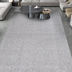 SHARED | Glen Modern Geometric Diamond Machine Woven Grey Charcoal Li photo 1