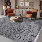 SHARED | Gleam Modern Abstract Machine Woven Grey Black Ivory Living  photo 1