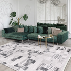 SHARED | Aurora Cream Grey Patchwork Modern Machine Woven Living Room photo 1