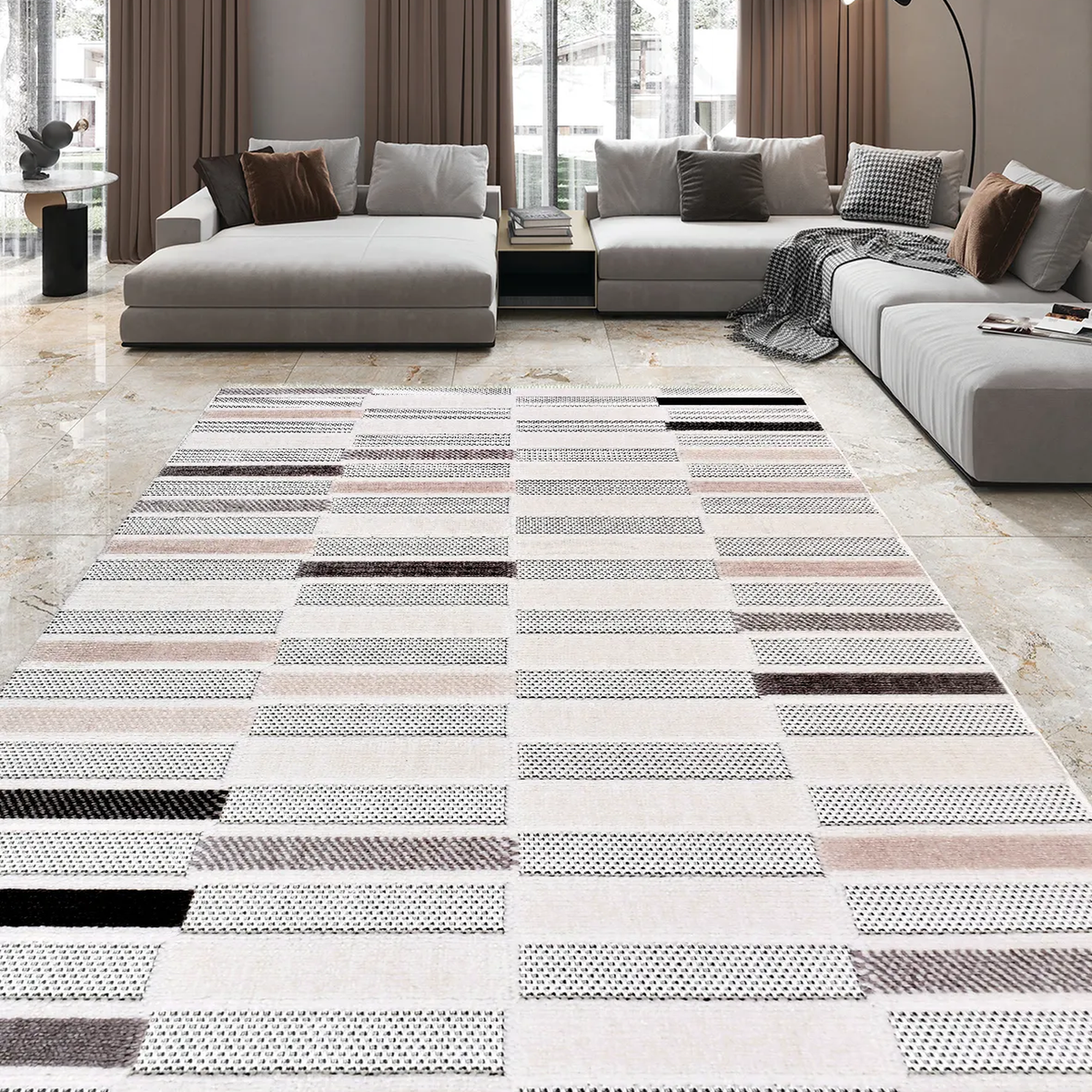 SHARED | Blackthorn Modern Geometric Machine Woven Cream Beige Blush  photo 1