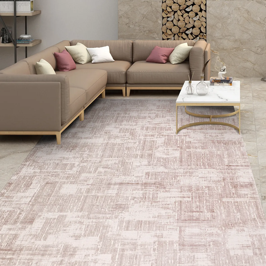 SHARED | Cupola Blush Pink Cream Abstract Modern Machine Woven Living photo 1