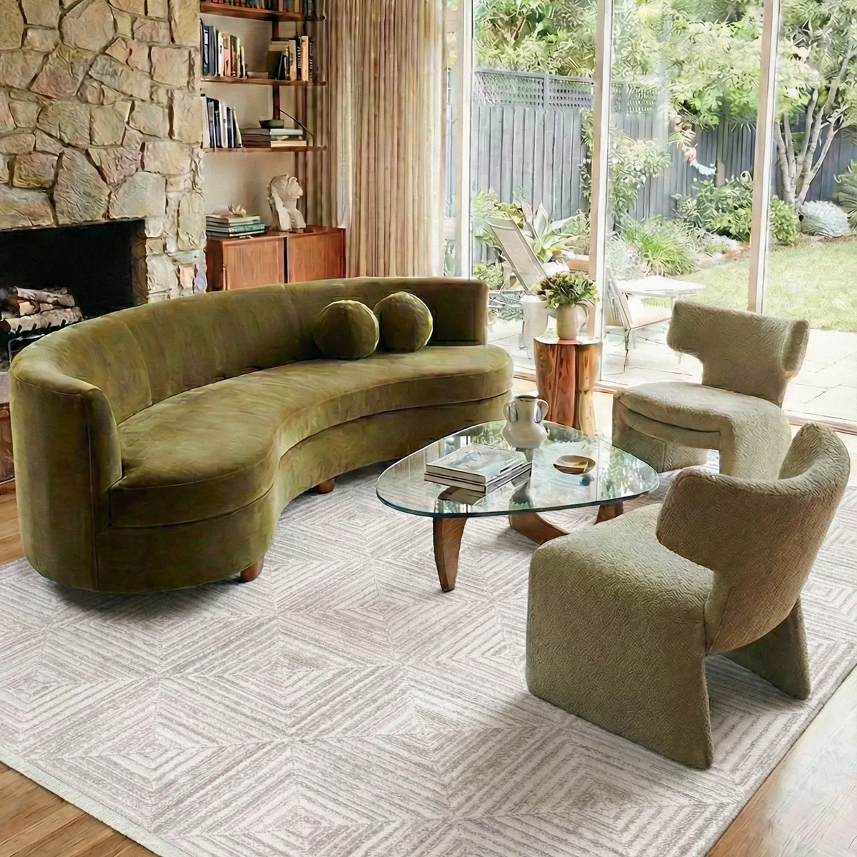 SHARED | Zircon Cream Mid-Century Modern Geometric Machine Woven Livi photo 1