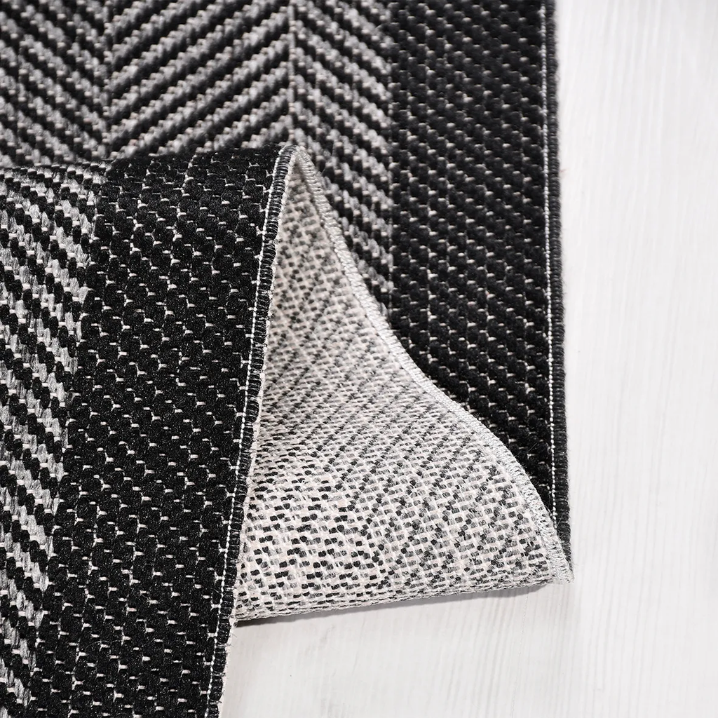 SHARED | Tamarisk Black Grey Geometric Herringbone Modern Machine Wov photo 1
