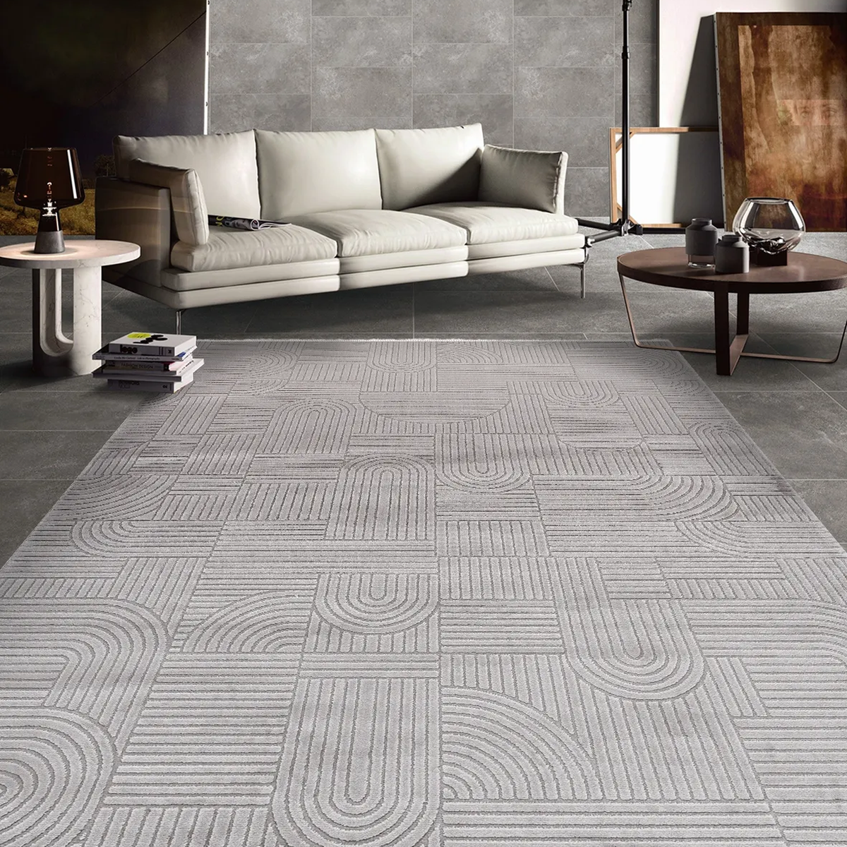 SHARED | Celandine Grey Modern Geometric Machine Woven Living Room Be photo 1