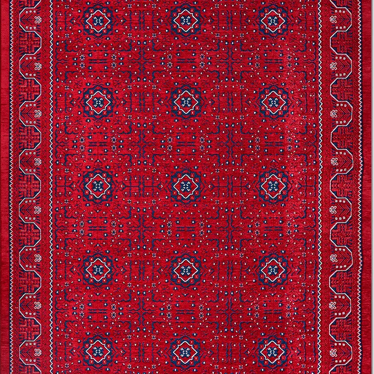 SHARED | Bergama Red Navy Ivory Persian Style Traditional Machine Wov photo 1