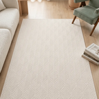 SHARED | Beryl Cream Scandinavian Geometric Textured Machine Woven Li photo 1