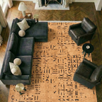 SHARED | Ivywood Camel Black Abstract Boho Tribal Style Machine Woven photo 1