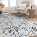 SHARED | Larch Moroccan Style Tribal Boho Light Grey Black Machine Wo photo 1
