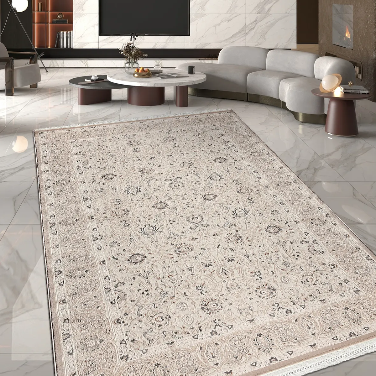 SHARED | Dolomite Persian Style Floral Cream Beige Grey Traditional M photo 1