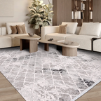 SHARED | Priene Grey Cream Distressed Moroccan Style Trellis Modern M photo 1