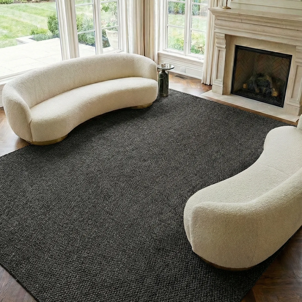 SHARED | Hematite Charcoal Grey Solid Modern Machine Woven Living Roo photo 1