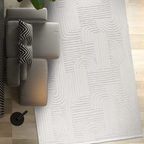 SHARED | Marmaris Cream Geometric Modern Machine Woven Ivory Living R photo 1