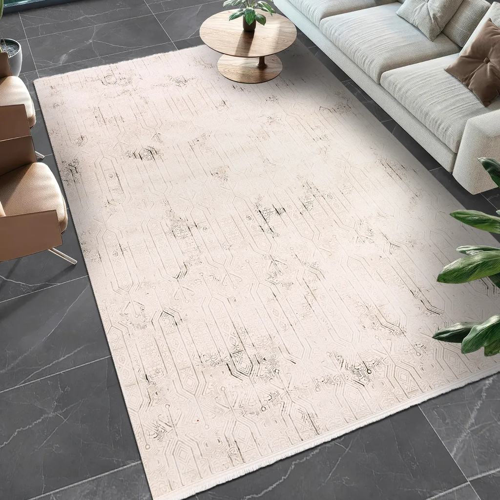 SHARED | Hurst Cream Grey Abstract Modern Machine Woven Living Room B photo 1