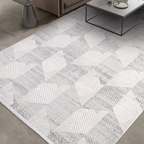 SHARED | Pamukkale Ivory Grey Modern Geometric Machine Woven Living R photo 1