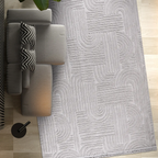 SHARED | Letoon Modern Geometric Light Grey Ivory Carved High-Low Liv photo 1