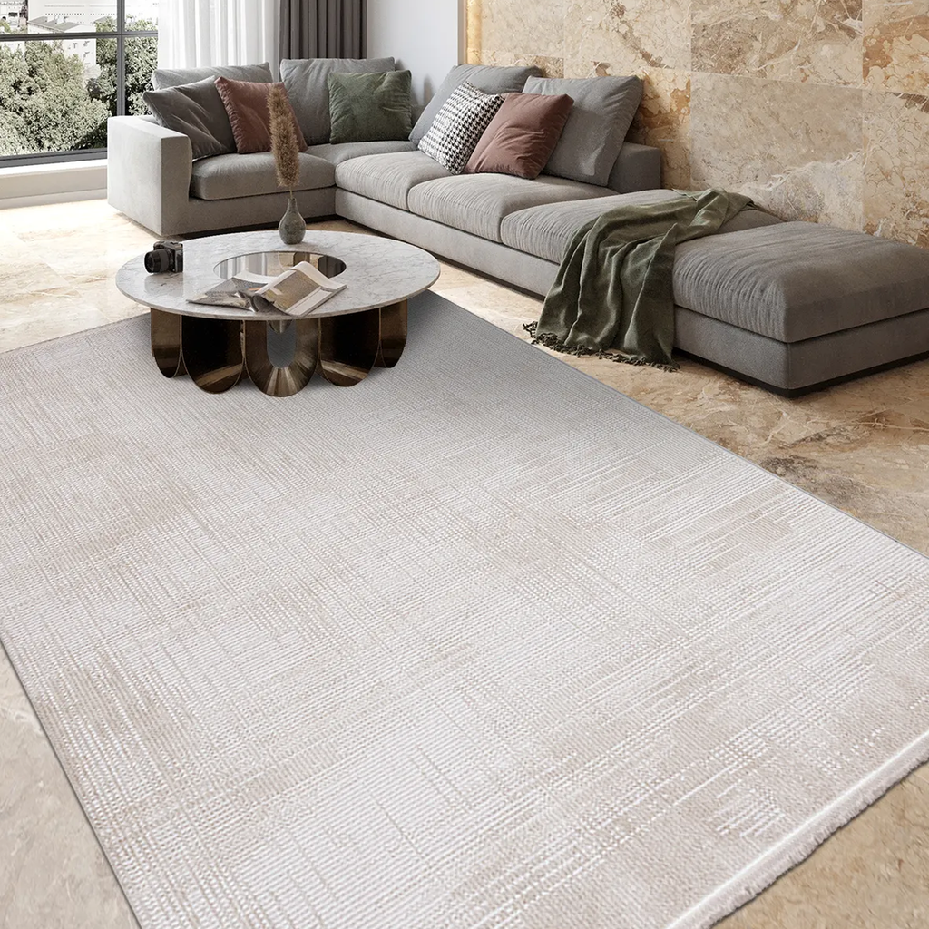 SHARED | Quarry Cream Abstract Modern Machine Woven Living Room Bedro photo 1