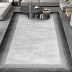 SHARED | Wold Grey Abstract Modern Machine Woven Bordered Living Room photo 1