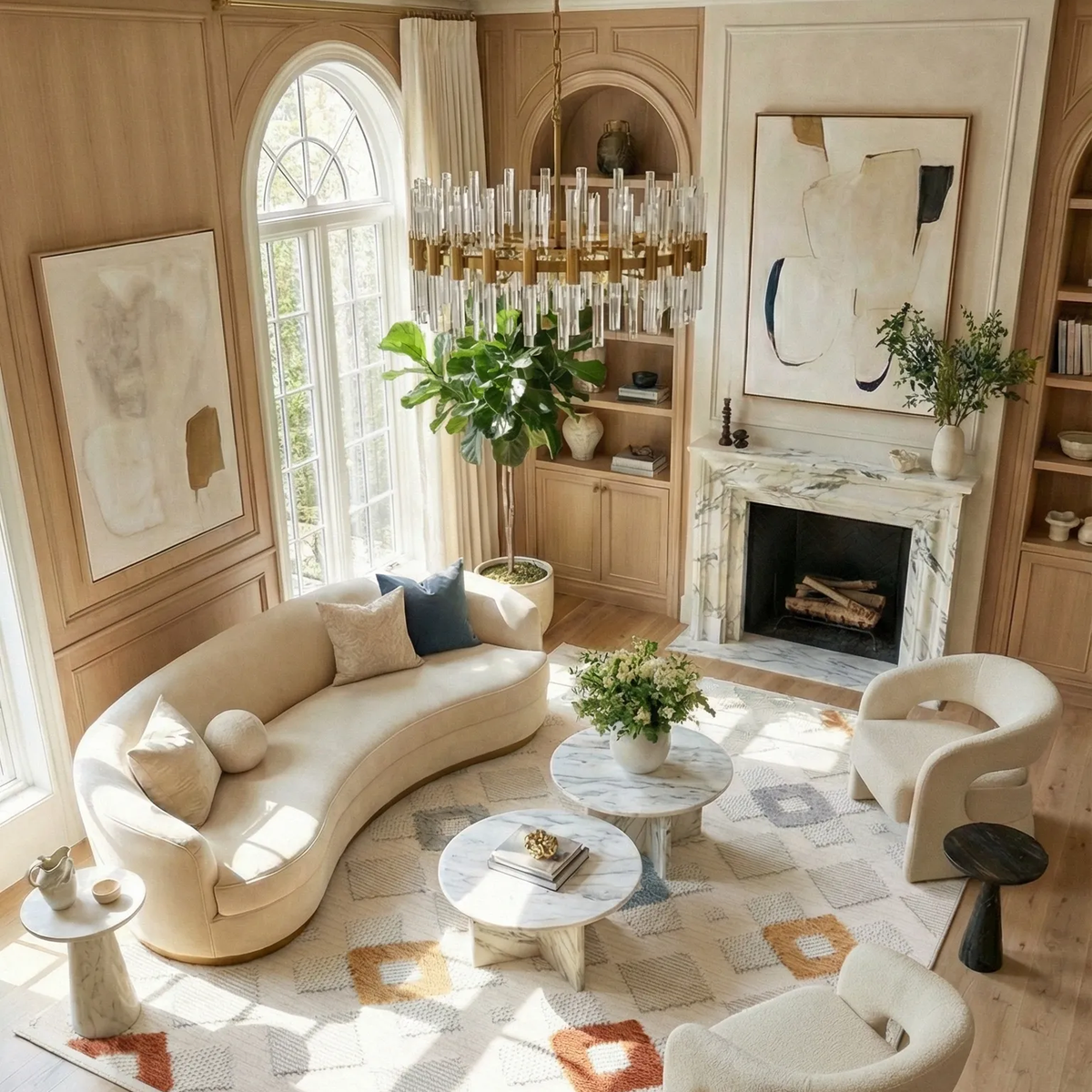 SHARED | Lodge Cream Boho Geometric Diamond Machine Woven Living Room photo 1