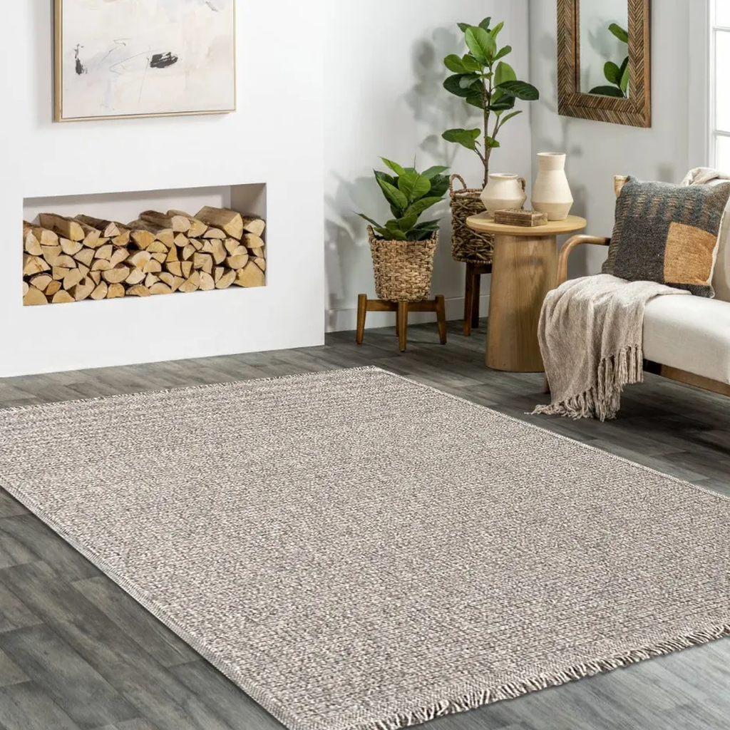 SHARED | Alum Greige Solid Scandinavian Machine Woven Taupe Ivory Liv photo 1