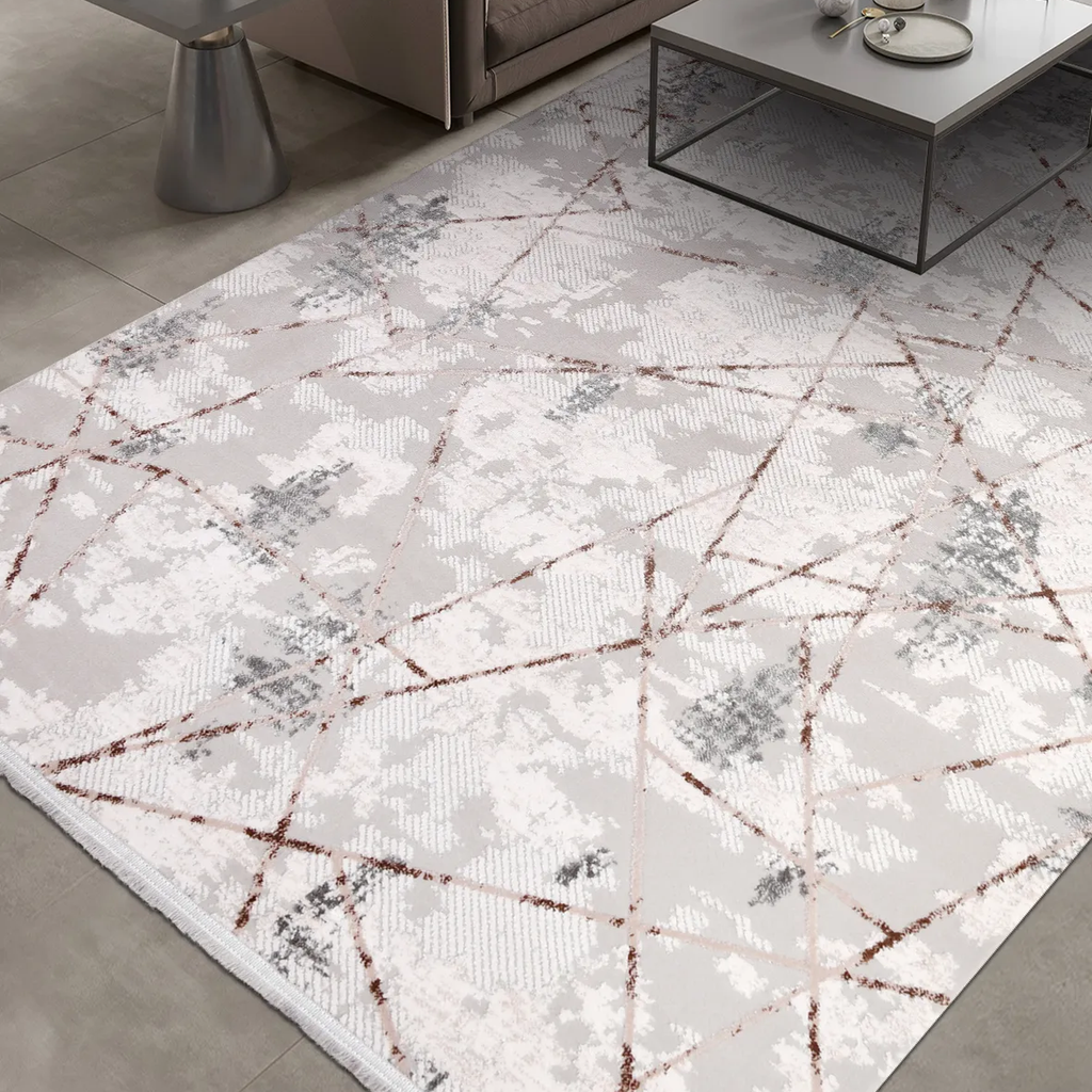SHARED | Butte Cream Grey Abstract Modern Machine Woven Blush Rust Li photo 1