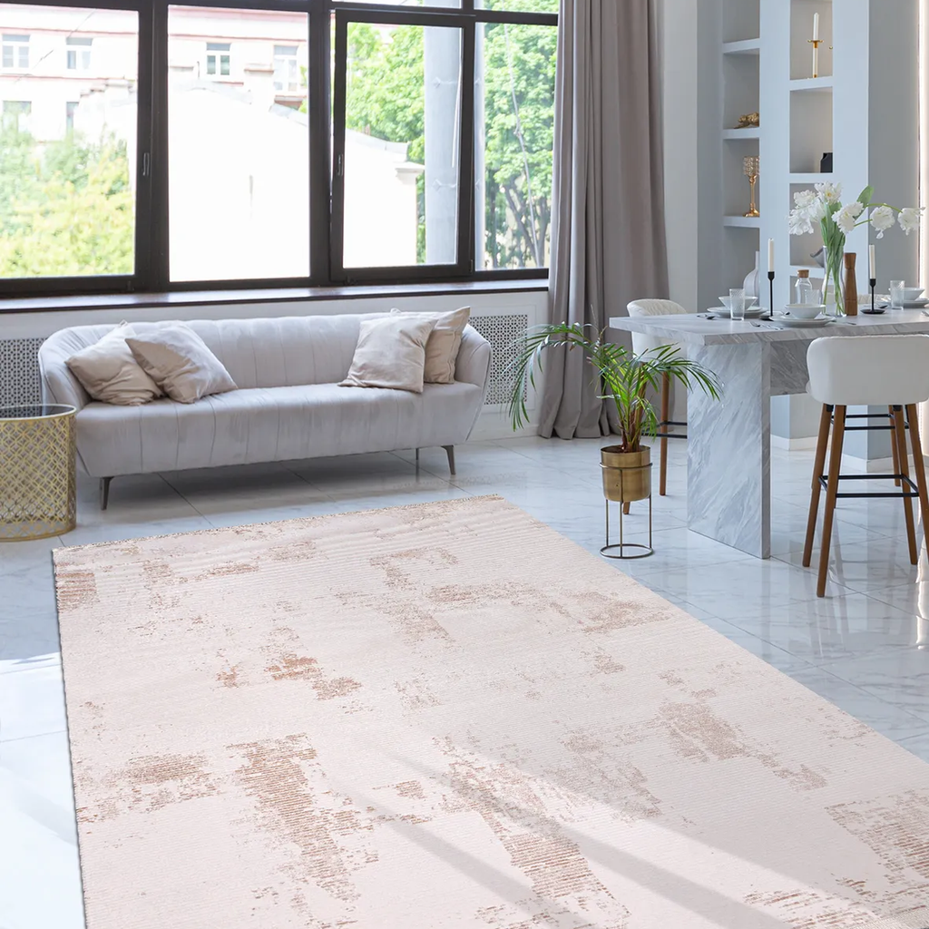SHARED | Rimefrost Cream Blush Abstract Modern Machine Woven Living R photo 1
