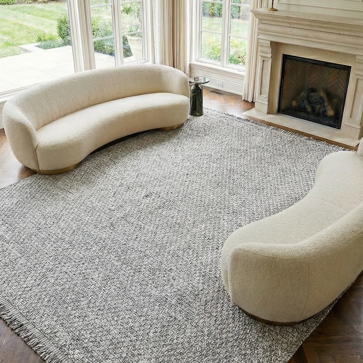 SHARED | Galena Grey Solid Textured Machine Woven Modern Living Room  photo 1