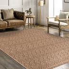 SHARED | Yewfield Tan Geometric Textured Machine Woven Transitional L photo 1