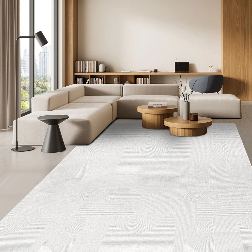 SHARED | Gorge Ivory Geometric Modern Machine Woven Living Room Bedro photo 1