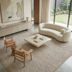 SHARED | Lazuli Beige Solid Scandinavian Ribbed Texture Machine Woven photo 1