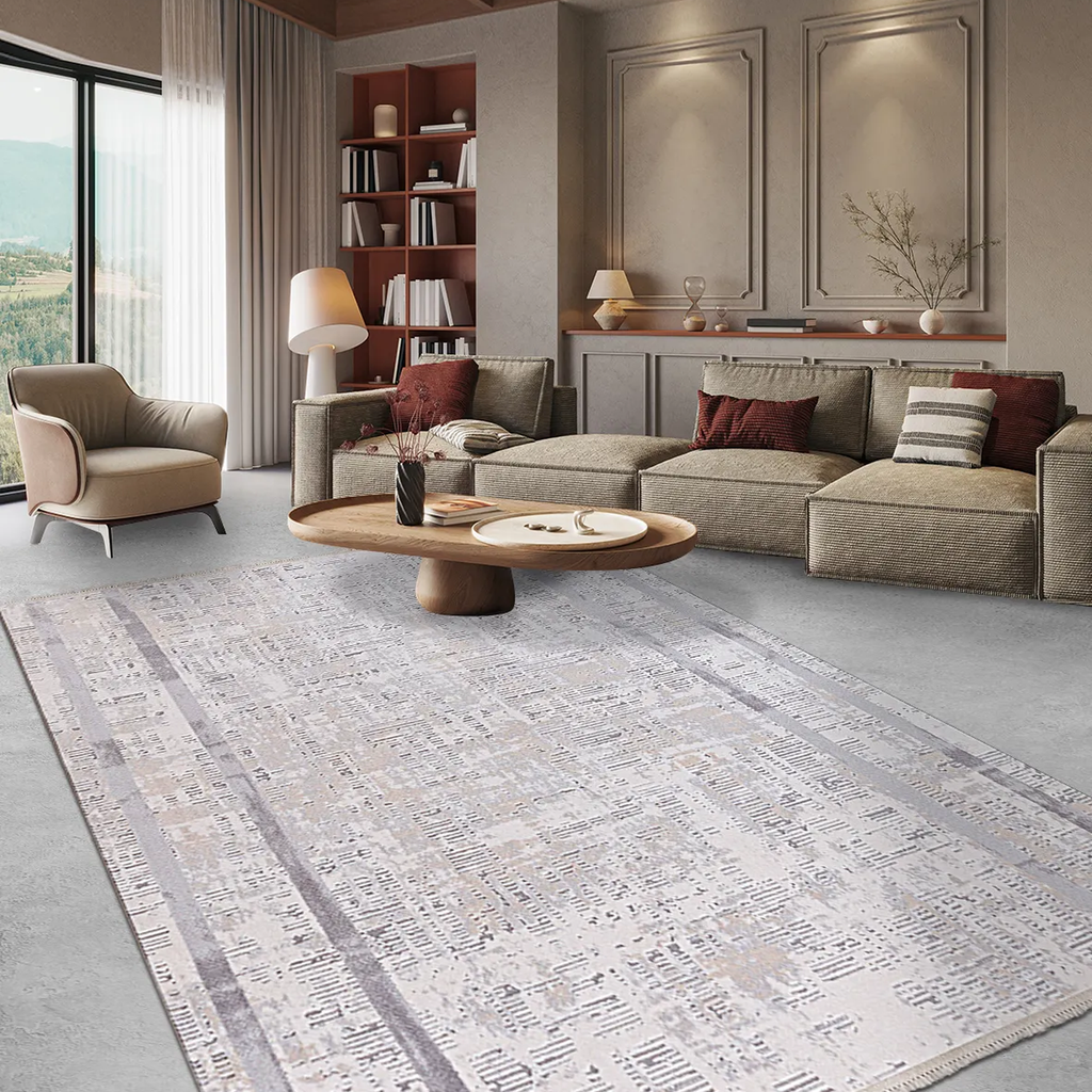SHARED | Hemlock Cream Grey Abstract Modern Machine Woven Living Room photo 1