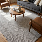 SHARED | Halo Light Grey Modern Geometric Arch Machine Woven Living R photo 1