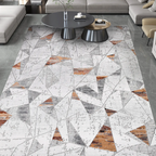 SHARED | Tarn Modern Geometric Distressed Cream Grey Rust Machine Wov photo 1