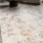 SHARED | Sardonyx Cream Grey Rust Abstract Modern Machine Woven Livin photo 1