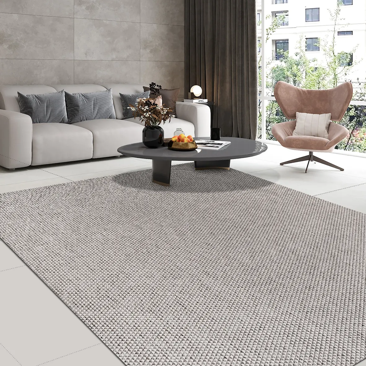 SHARED | Hillock Grey Solid Modern Machine Woven Textured Living Room photo 1