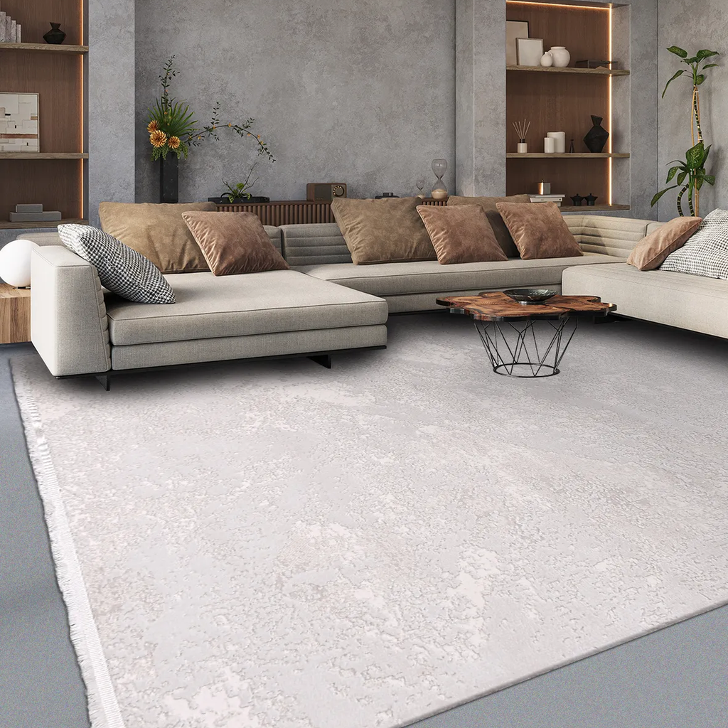 SHARED | Malachite Cream Abstract Modern Machine Woven Living Room Be photo 1
