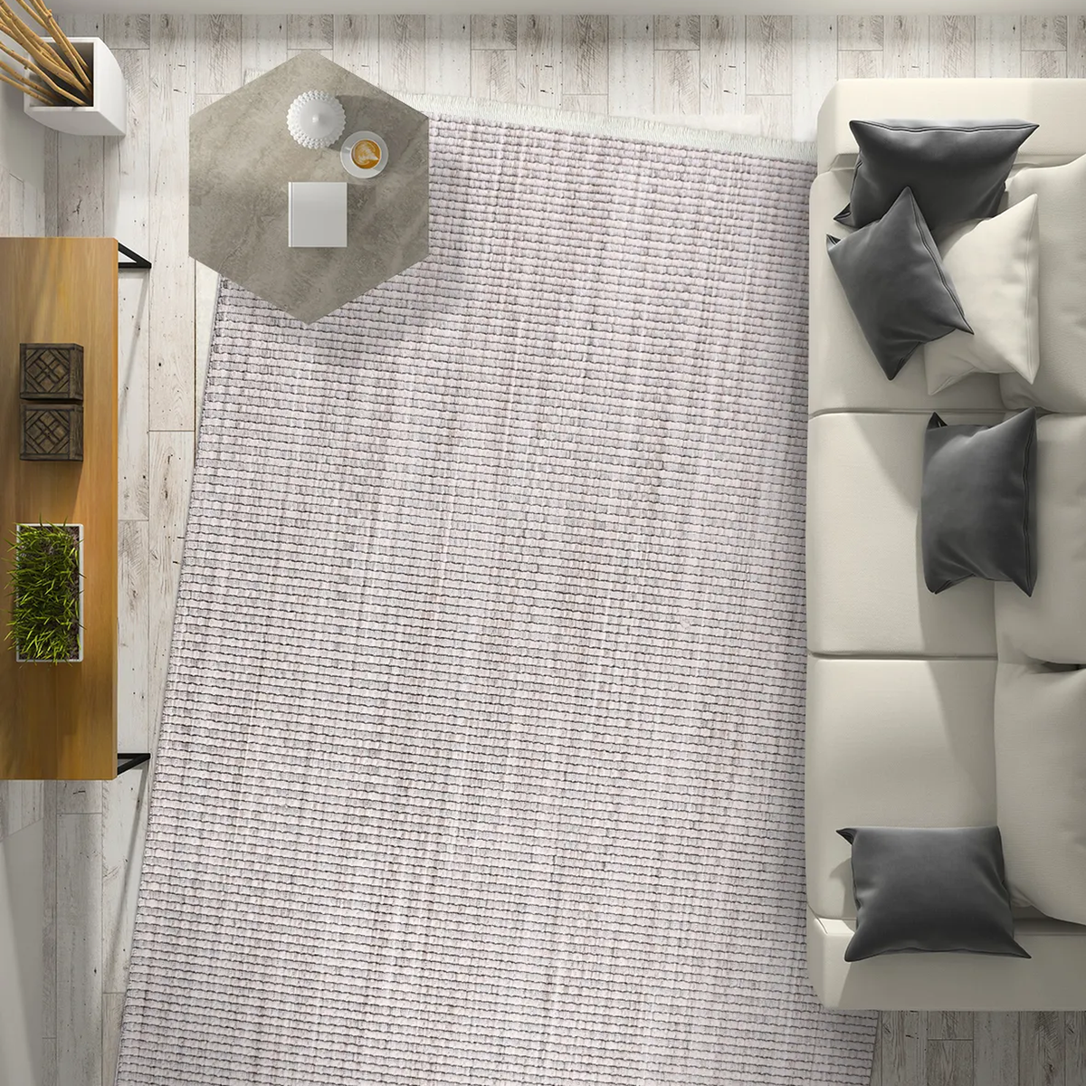 SHARED | Izmir Light Grey Solid Scandinavian Machine Woven Living Roo photo 1