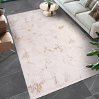 SHARED | Riven Cream Gold Abstract Glam Machine Woven Living Room Bed photo 1