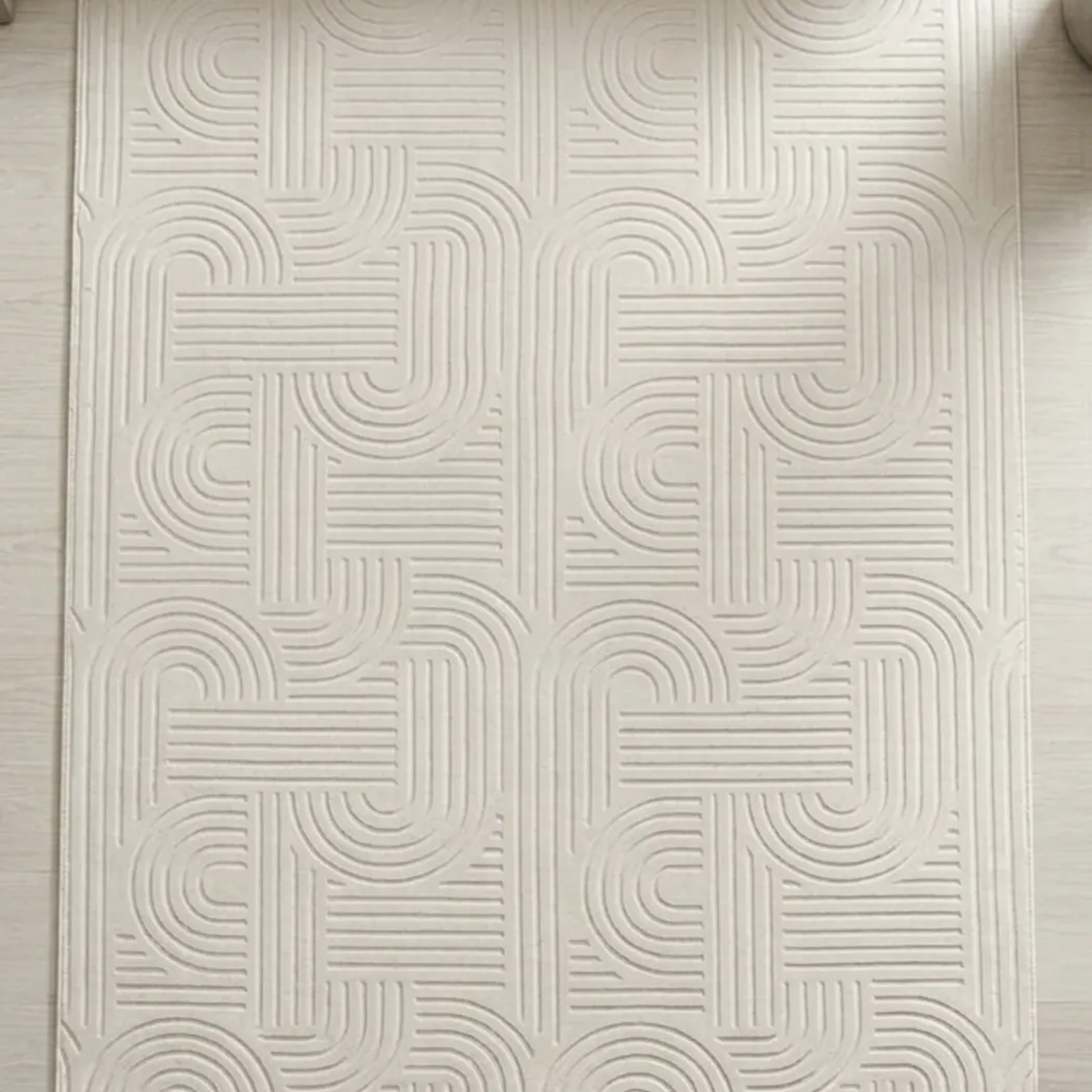 SHARED | Gloaming Cream Modern Geometric Carved Texture Machine Woven photo 1