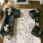 SHARED | Lilac Cream Black Abstract Boho Machine Woven Living Room Be photo 1
