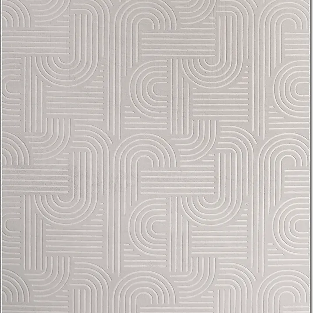 SHARED | Hoarfrost Light Grey Modern Geometric Carved High-Low Machin photo 2