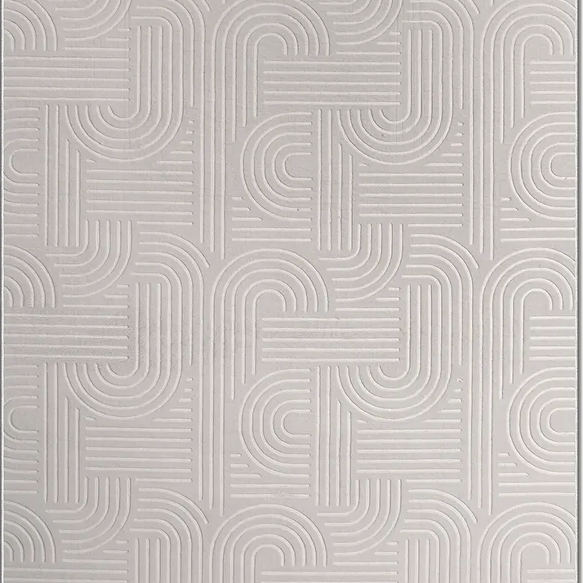 SHARED | Hoarfrost Light Grey Modern Geometric Carved High-Low Machin photo 2