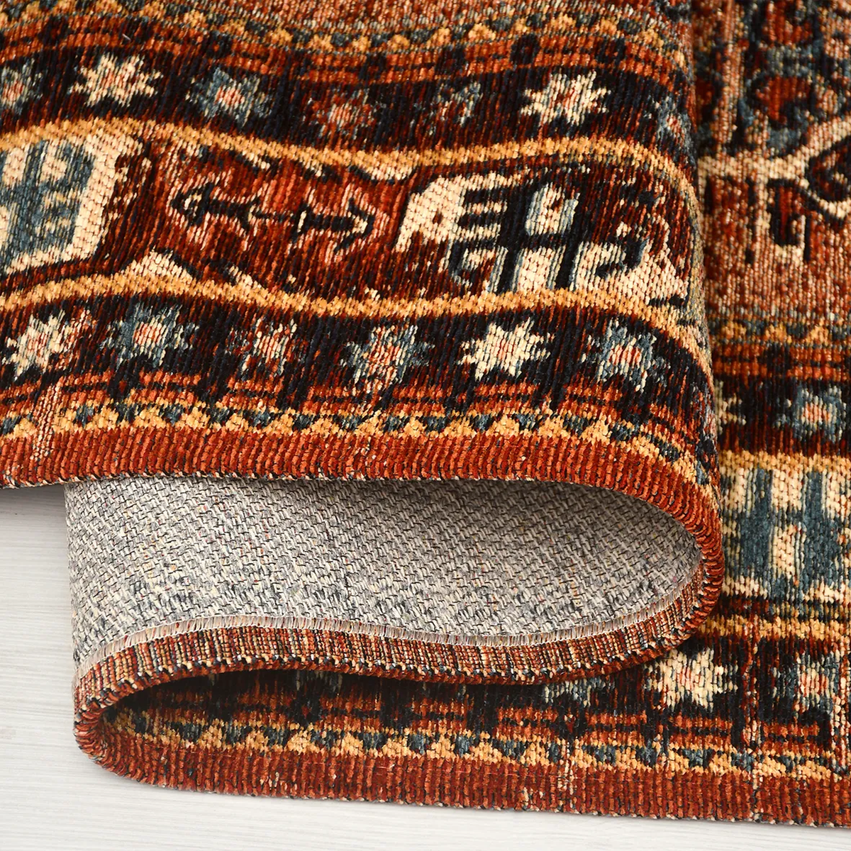 SHARED | Corona Persian Style Traditional Machine Woven Rust Gold Bla photo 2