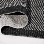 SHARED | Tamarisk Black Grey Geometric Herringbone Modern Machine Wov photo 2